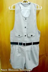 Ready Stock: Khaki Soft Denim Jumpsuit 时尚&#368