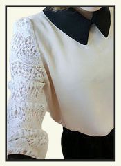 tp00020 - Lace Sleeve With Contrast Lapel Top